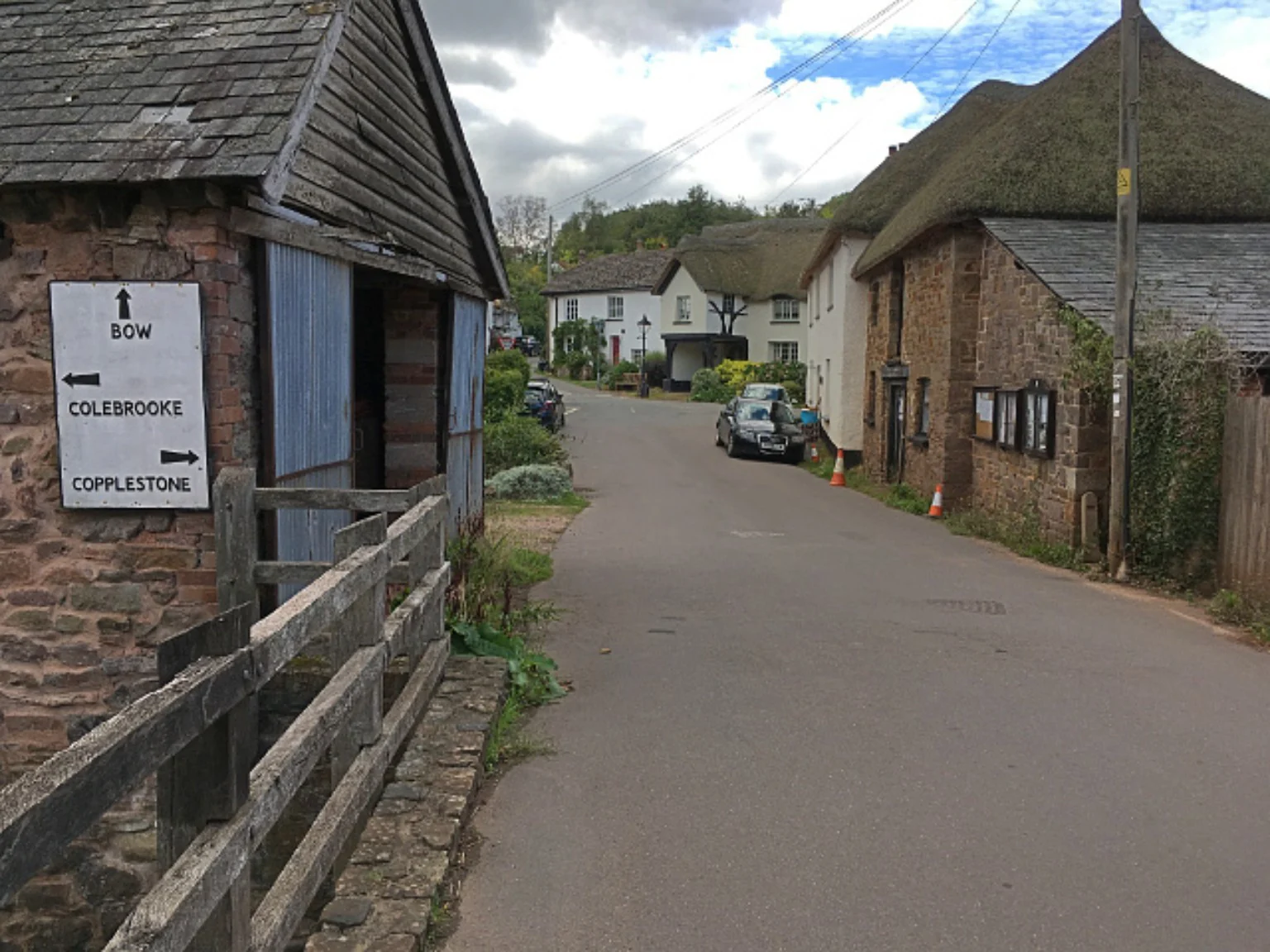 The crossroads in Coleford, Devon